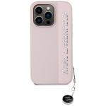 Carcasa Karl Lagerfeld Saffiano Rhinestones & Charm compatibila cu iPhone 15 Pro, Roz 2 - lerato.ro