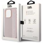 Carcasa Karl Lagerfeld Saffiano Rhinestones & Charm compatibila cu iPhone 15 Pro, Roz 9 - lerato.ro