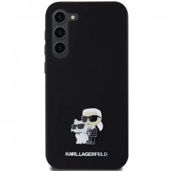 Carcasa Karl Lagerfeld Silicone Karl & Choupette Metal Pin compatibila cu Samsung Galaxy S23 Plus, Negru