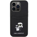 Carcasa Karl Lagerfeld Saffiano Cardslot Karl & Choupette Metal Pin compatibila cu iPhone 15 Pro, Negru 2 - lerato.ro