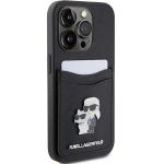 Carcasa Karl Lagerfeld Saffiano Cardslot Karl & Choupette Metal Pin compatibila cu iPhone 15 Pro, Negru 5 - lerato.ro