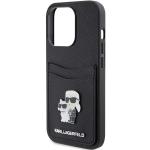 Carcasa Karl Lagerfeld Saffiano Cardslot Karl & Choupette Metal Pin compatibila cu iPhone 15 Pro, Negru 7 - lerato.ro