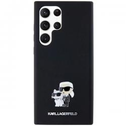 Carcasa Karl Lagerfeld Silicone Karl & Choupette Metal Pin compatibila cu Samsung Galaxy S24 Ultra, Negru