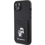 Carcasa Karl Lagerfeld Saffiano Cardslot Karl & Choupette Metal Pin compatibila cu iPhone 15, Negru 3 - lerato.ro