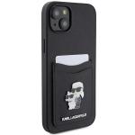 Carcasa Karl Lagerfeld Saffiano Cardslot Karl & Choupette Metal Pin compatibila cu iPhone 15, Negru 5 - lerato.ro