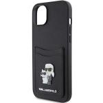 Carcasa Karl Lagerfeld Saffiano Cardslot Karl & Choupette Metal Pin compatibila cu iPhone 15, Negru 7 - lerato.ro