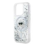 Carcasa Karl Lagerfeld Liquid Glitter Karl Head, Ring MagSafe, compatibila cu iPhone 15 Pro, Transparent 15 - lerato.ro