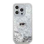 Carcasa Karl Lagerfeld Liquid Glitter Karl Head, Ring MagSafe, compatibila cu iPhone 15 Pro, Transparent 4 - lerato.ro