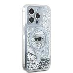 Carcasa Karl Lagerfeld Liquid Glitter Karl Head, Ring MagSafe, compatibila cu iPhone 15 Pro, Transparent 5 - lerato.ro