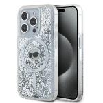 Carcasa Karl Lagerfeld Liquid Glitter Karl Head, Ring MagSafe, compatibila cu iPhone 15 Pro, Transparent 10 - lerato.ro