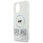 Carcasa Karl Lagerfeld Liquid Glitter Karl Head, Ring MagSafe, compatibila cu iPhone 16, Transparent 15 - lerato.ro
