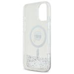 Carcasa Karl Lagerfeld Liquid Glitter Karl Head, Ring MagSafe, compatibila cu iPhone 16, Transparent 16 - lerato.ro