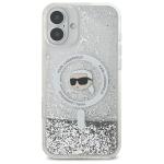 Carcasa Karl Lagerfeld Liquid Glitter Karl Head, Ring MagSafe, compatibila cu iPhone 16, Transparent 2 - lerato.ro
