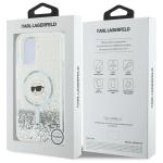 Carcasa Karl Lagerfeld Liquid Glitter Karl Head, Ring MagSafe, compatibila cu iPhone 16, Transparent 9 - lerato.ro