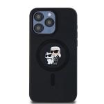 Carcasa Karl Lagerfeld Silicone Karl & Choupette, Ring MagSafe, compatibila cu iPhone 15 Pro Max, Negru 2 - lerato.ro