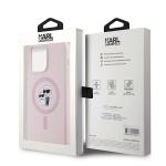 Carcasa Karl Lagerfeld Silicone Karl & Choupette, Ring MagSafe, compatibila cu iPhone 15 Pro Max, Roz 17 - lerato.ro