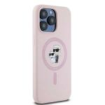 Carcasa Karl Lagerfeld Silicone Karl & Choupette, Ring MagSafe, compatibila cu iPhone 15 Pro Max, Roz 5 - lerato.ro
