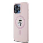 Carcasa Karl Lagerfeld Silicone Karl & Choupette, Ring MagSafe, compatibila cu iPhone 15 Pro Max, Roz 11 - lerato.ro