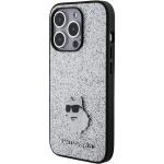 Carcasa Karl Lagerfeld Glitter Choupette Logo Metal Pin Case compatibila cu iPhone 15 Pro Max, Argintiu 3 - lerato.ro