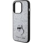 Carcasa Karl Lagerfeld Glitter Choupette Logo Metal Pin Case compatibila cu iPhone 15 Pro Max, Argintiu 15 - lerato.ro