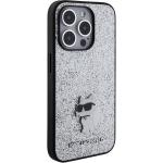 Carcasa Karl Lagerfeld Glitter Choupette Logo Metal Pin Case compatibila cu iPhone 15 Pro Max, Argintiu 5 - lerato.ro