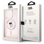 Carcasa Karl Lagerfeld IML Choupette, Ring MagSafe compatibila cu iPhone 15 Pro Max, Roz 9 - lerato.ro