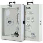 Carcasa Karl Lagerfeld IML Choupette Head & Cord, Ring MagSafe compatibila cu iPhone 13 / 14 / 15, Transparent 15 - lerato.ro
