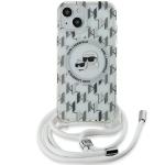 Carcasa Karl Lagerfeld IML Crossbody Monogram Karl & Choupette Head, Ring MagSafe, compatibila cu iPhone 13 / 14 / 15, Transparent 2 - lerato.ro