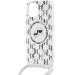 Carcasa Karl Lagerfeld IML Crossbody Monogram Karl & Choupette Head, Ring MagSafe, compatibila cu iPhone 13 / 14 / 15, Transparent 13 - lerato.ro