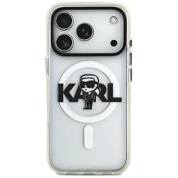 Carcasa Lagerfeld IML Karl Sketch Logo cu MagSafe compatibila cu iPhone 17 Pro, Transparent