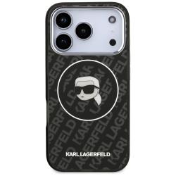 Carcasa Karl Lagerfeld IML Karl Head Logo cu MagSafe compatibila cu iPhone 18 Pro Max / 17 Pro Max, Negru