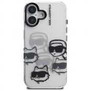 Carcasa Karl Lagerfeld IML Multi K&C Head Pattern compatibila cu iPhone 16, Transparent