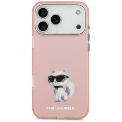 Carcasa Karl Lagerfeld IML Aquarelle Choupette & Logo compatibila cu iPhone 17 Pro Max, Roz