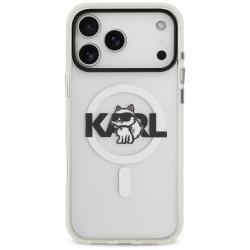 Carcasa Karl Lagerfeld IML Choupette Sketch Logo cu MagSafe compatibila cu iPhone 17 Pro Max, Transparent