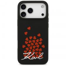 Carcasa Karl Lagerfeld Silicone Heart Sign Logo cu MagSafe compatibila cu iPhone 17 Pro Max, Negru