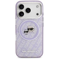 Carcasa Karl Lagerfeld IML Glitter Karl & Choupette Heads Logo cu MagSafe compatibila cu iPhone 17 Pro Max, Mov