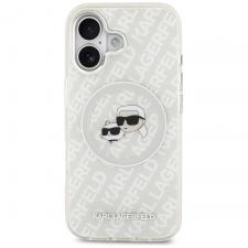 Carcasa Karl Lagerfeld IML Glitter Karl & Choupette Heads Logo cu MagSafe compatibila cu iPhone 17, Gri