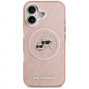 Carcasa Karl Lagerfeld IML Glitter Karl & Choupette Heads Logo cu MagSafe compatibila cu iPhone 17, Roz