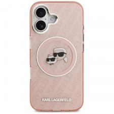 Carcasa Karl Lagerfeld IML Glitter Karl & Choupette Heads Logo cu MagSafe compatibila cu iPhone 17, Roz