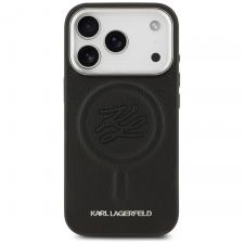Carcasa Karl Lagerfeld Initial & Metal Logo cu MagSafe compatibila cu iPhone 17 Pro Max, Negru