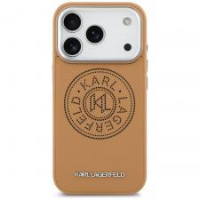 Huse si carcase iPhone 17 Pro, Carcasa Karl Lagerfeld Point & Metal Log cu MagSafe compatibila cu iPhone 17 Pro, Maro, lerato.ro