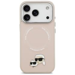 Carcasa Karl Lagerfeld Karl & Choupette Pins cu MagSafe compatibila cu iPhone 17 Pro, Roz