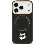 Carcasa Karl Lagerfeld Big Strap Choupette Metal Logo cu MagSafe compatibila cu iPhone 17 Pro Max, Negru