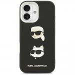 Carcasa Karl Lagerfeld FW Grained Karl and Choupette Heads Pins compatibila cu iPhone 17, Negru 2 - lerato.ro