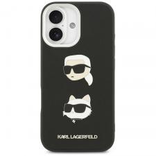 Carcasa Karl Lagerfeld FW Grained Karl and Choupette Heads Pins compatibila cu iPhone 17, Negru