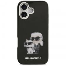 Carcasa Karl Lagerfeld IML Aquarelle Karl and Choupette Logo cu MagSafe compatibila cu iPhone 17, Negru