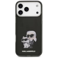 Carcasa Karl Lagerfeld IML Aquarelle Karl and Choupette Logo cu MagSafe compatibila cu iPhone 17 Pro, Negru