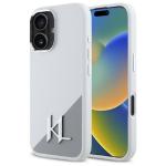 Carcasa Karl Lagerfeld Silicone Initial Metal Log cu MagSafe compatibila cu iPhone 16, Alb 4 - lerato.ro