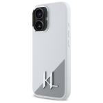 Carcasa Karl Lagerfeld Silicone Initial Metal Log cu MagSafe compatibila cu iPhone 16, Alb 3 - lerato.ro