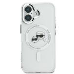 Carcasa Karl Lagerfeld IML Metal Karl and Choupette Head cu MagSafe compatibila cu iPhone 16 Plus, Alb 2 - lerato.ro